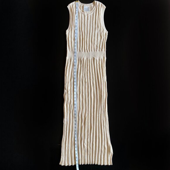 Varley Florian Knit Dress in Birch Ivory Cotton Size S - mordernwear.com